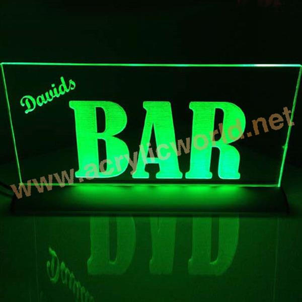 custom etched edge lit led sign for bar